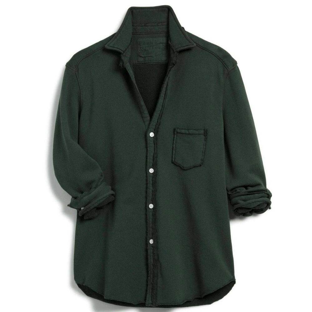 Frank & Eileen Triple Fleece Button-Up Sweatshirt in Evergreen